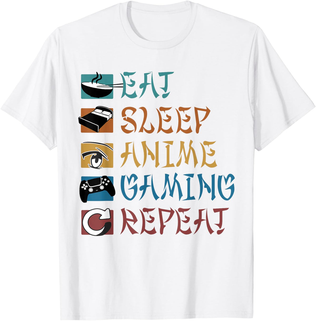 Eat Sleep Anime Gaming Repeat Kawaii Otaku Anime Manga Retro T-Shirt