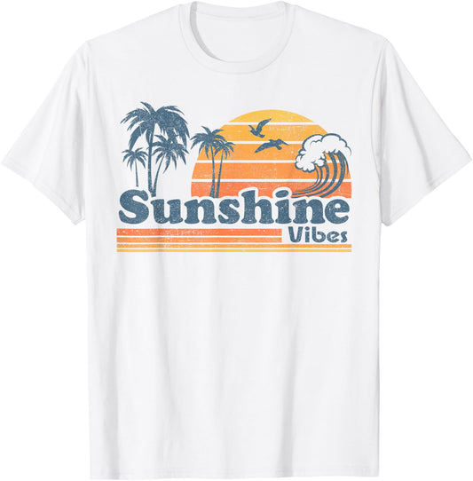 Funny Sunshine Vibes Vacation Beach Vintage 70s Retro Cute T-Shirt