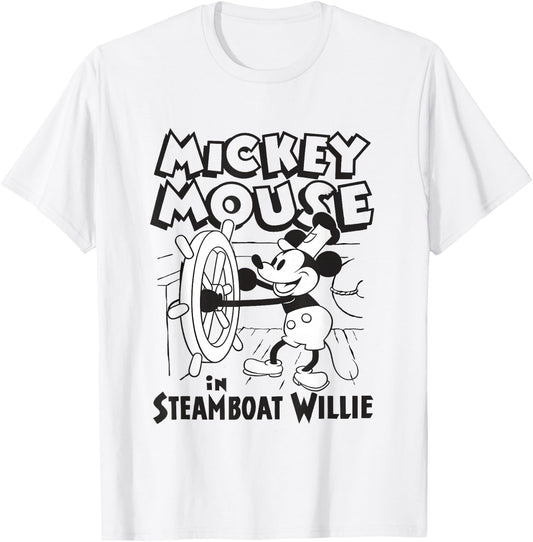 Disney Steamboat Willie Mickey Mouse Steering Boat Vintage T-Shirt