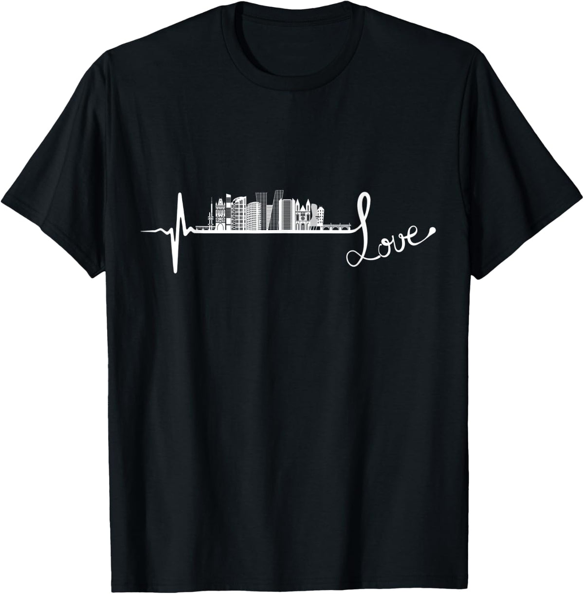 Prague skyline heartbeat love T-Shirt