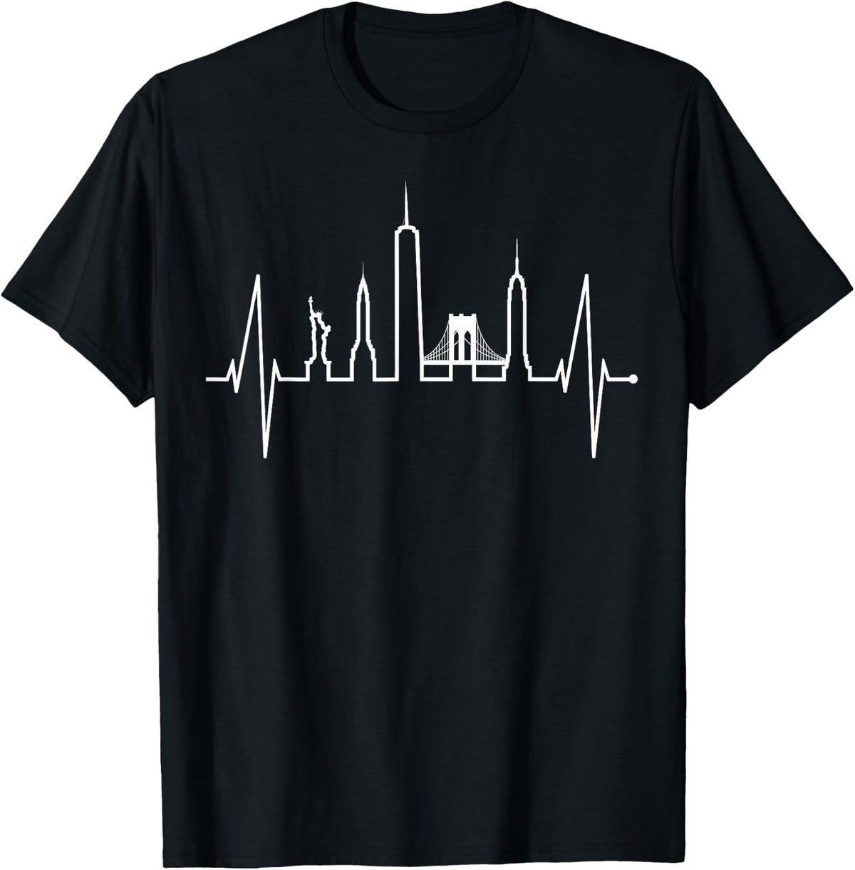New York Skyline Heartbeat Statue Of Liberty New York T-Shirt