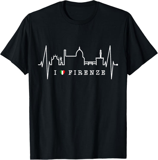Florence Skyline Italian Heartbeat Italy Fan I Love Firenze T-Shirt