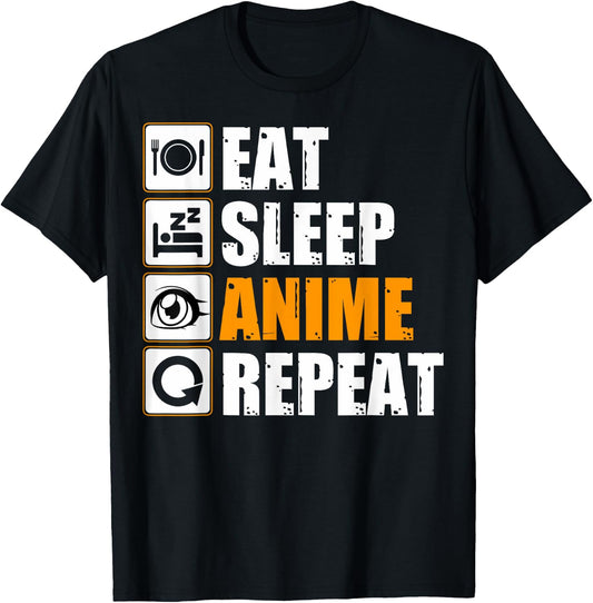 Eat Sleep Anime Repeat Manga Lovers Manga Fans Anime Lovers T-Shirt