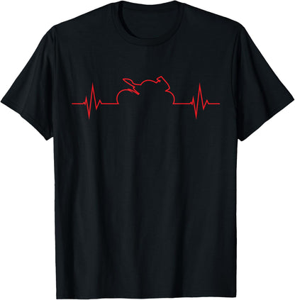 Motorbike Sportbike Heartbeat Line ECG T-Shirt T-Shirt