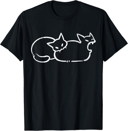 Funny Graphic Cat Biting Cat Butt Funny Cat Meme Humor T-Shirt
