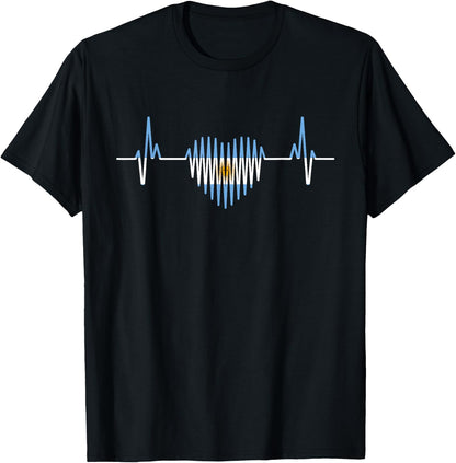 Heartbeat Design Argentinian Flag Argentina T-Shirt