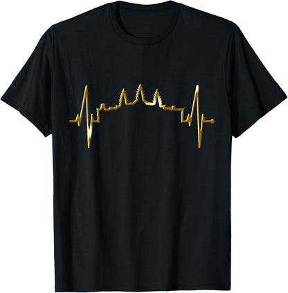 Cambodia Skyline Heartbeat Siem Raep I Love Angkor Wat T-Shirt