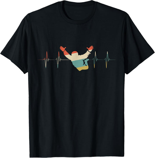 Banzai Skydiving Heartbeat Retro ECG EKG T-Shirt