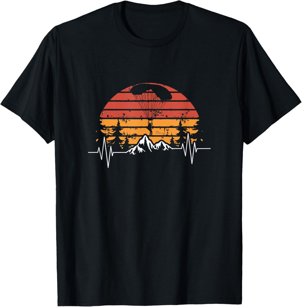 Parachute Heartbeat Funny Parachuting Lover Skydiving Attire T-Shirt