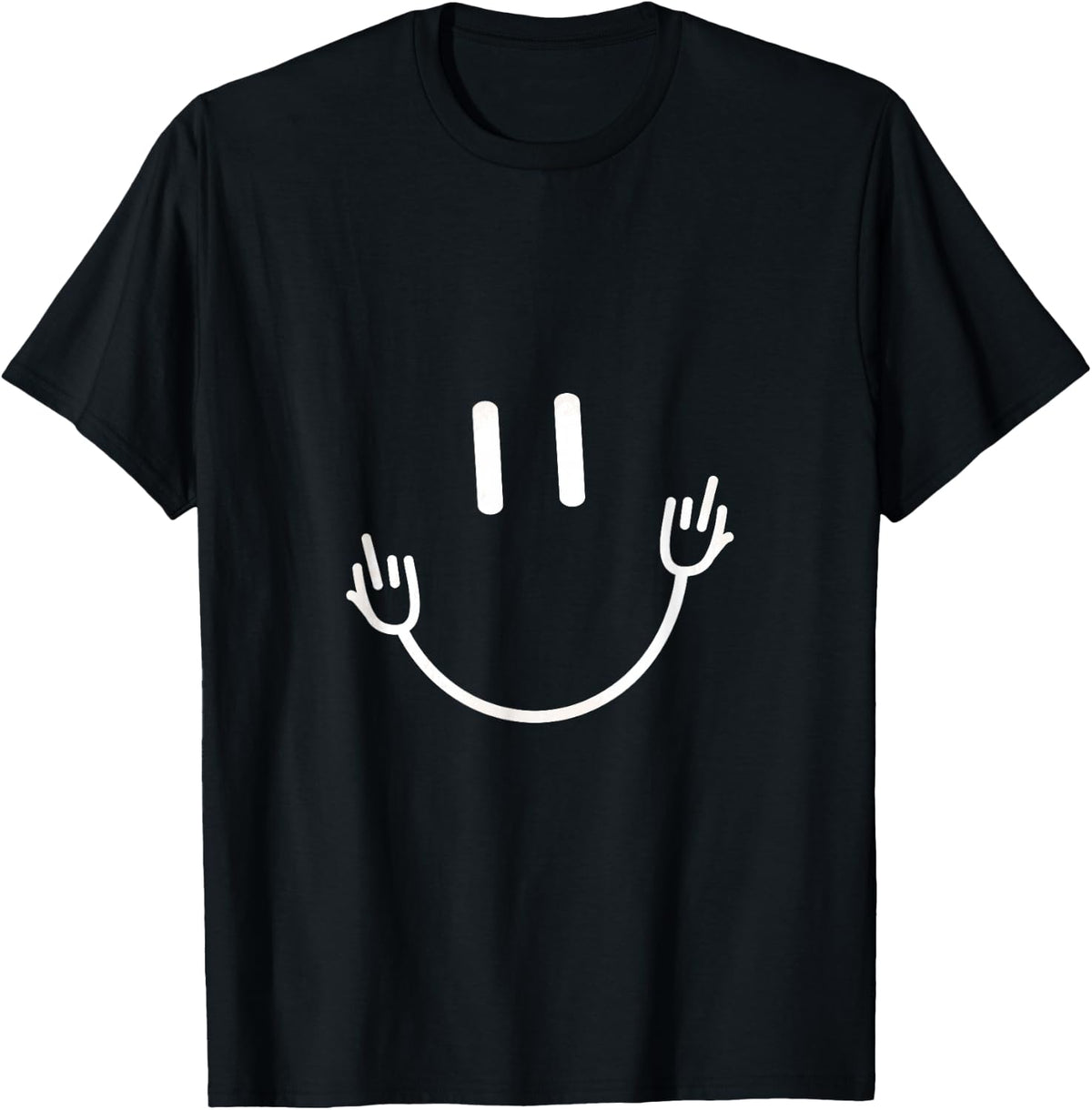 Funny Sarcastic Smile Face Middle Finger Graphic T-Shirt