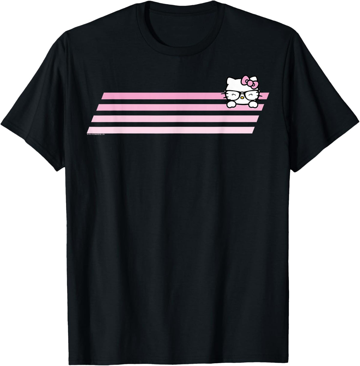 Hello Kitty Nerd Glasses Retro Stripe Tee Shirt T-Shirt