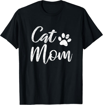 Cat Mom Vintage Distressed Design - Funny Cat Paw - Classic T-Shirt