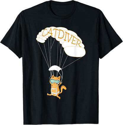 Skydiving Cat Gift Coach Sky Diver Funny T-Shirt for Men Women