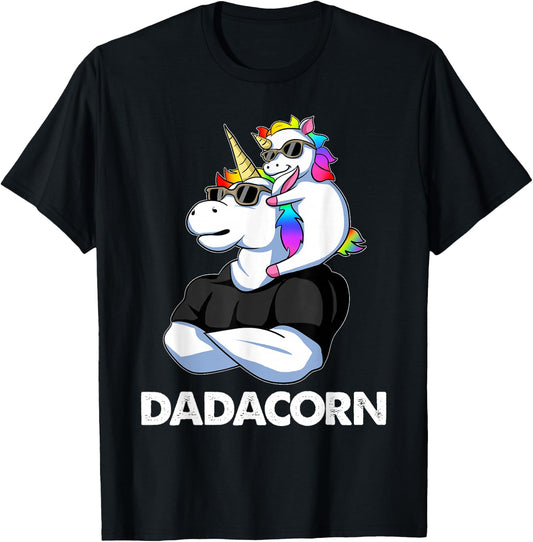 Dadacorn - Unicorn Dad and Baby Christmas Papa Father's Day T-Shirt Small