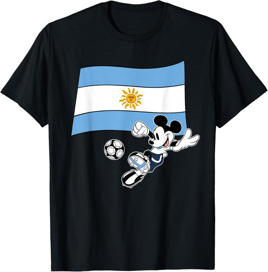 Disney Mickey Mouse Soccer Player Argentina Flag Sports Team T-Shirt