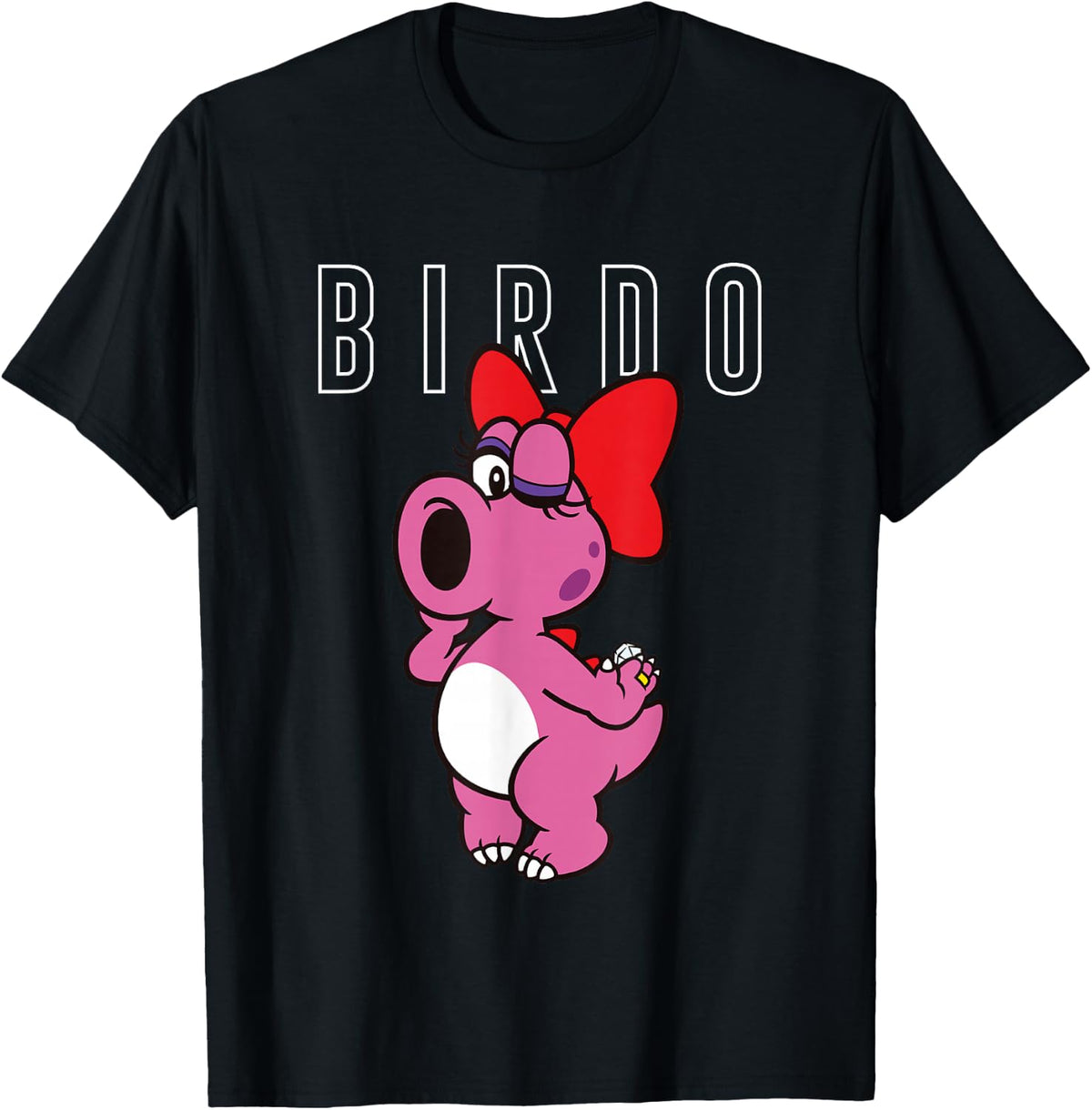 Super Mario Bros Birdo Big Pink Portrait Simple Text T-Shirt