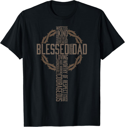 for Dad Husband Blessed Dad Christian T-Shirt