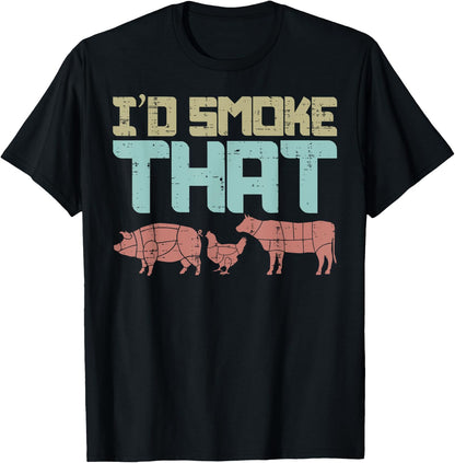 Id Smoke Pork Chicken Beef Funny BBQ Barbecue Grilling Gift T-Shirt