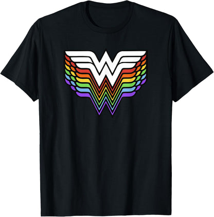 DC Comics Wonder Woman Rainbow Superhero Vintage Logo T-Shirt