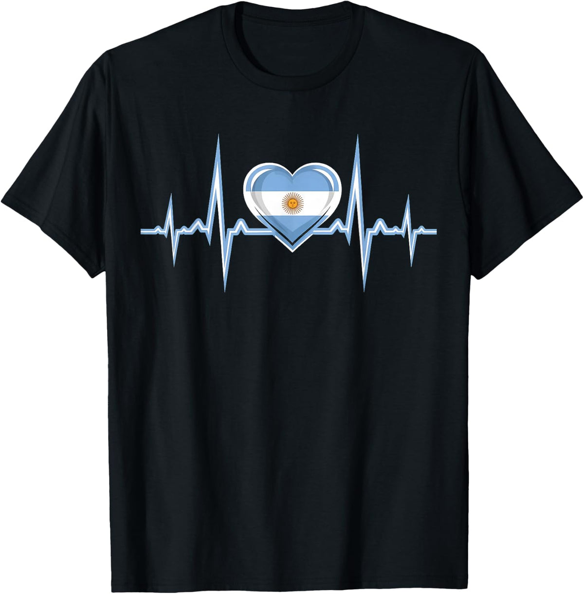 Argentina Pride Heart Heartbeat Argentinian Flag T-Shirt