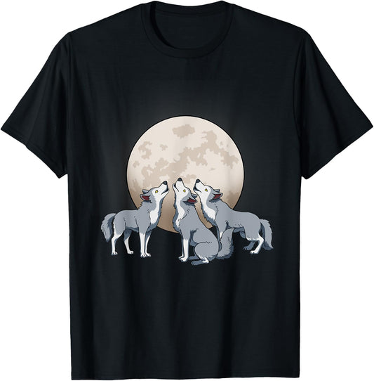Three Wolves Howling at the Moon T-Shirt
