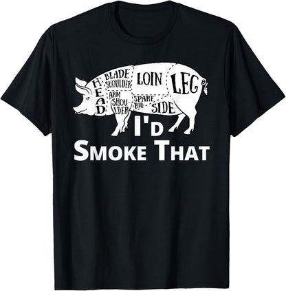 BBQ Grill Pig Shirt Funny Pork I'd Smoke That Mens T-Shirt