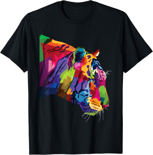 Tiger Shirt : Colorful Tiger's head Pop Art Style T-Shirt