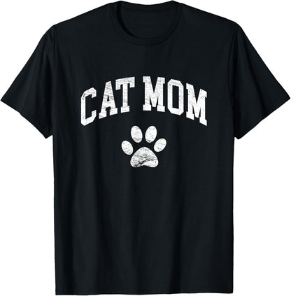 Cat Mom Vintage Distressed Design - Funny Cat Paw - Classic T-Shirt