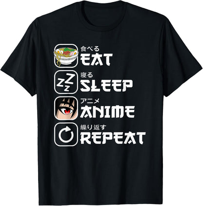 Eat Sleep Anime Repeat Otaku Funny Manga Anime T-Shirt