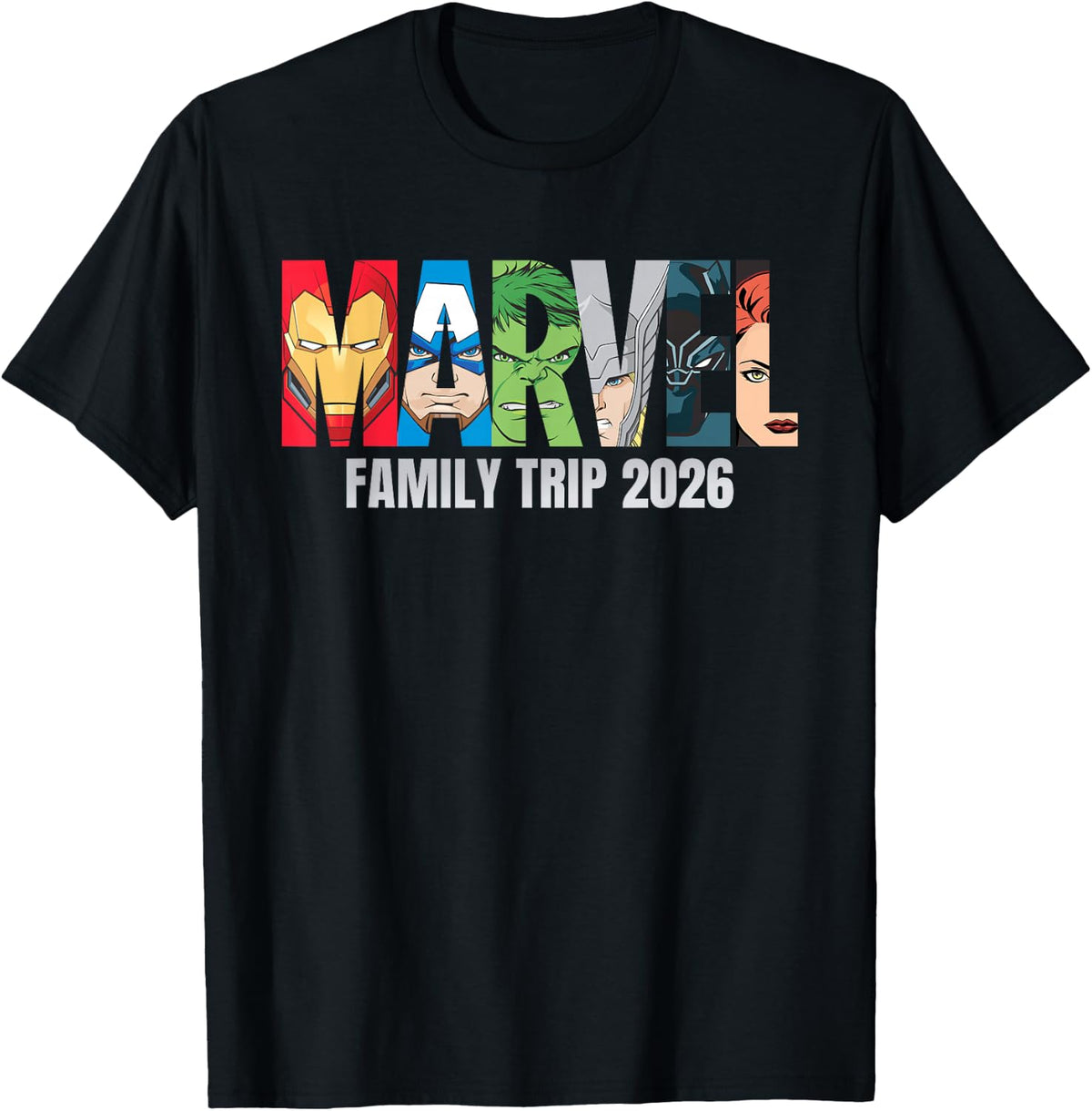 Marvel Avengers Family Trip 2026 Matching Vacation Logo T-Shirt