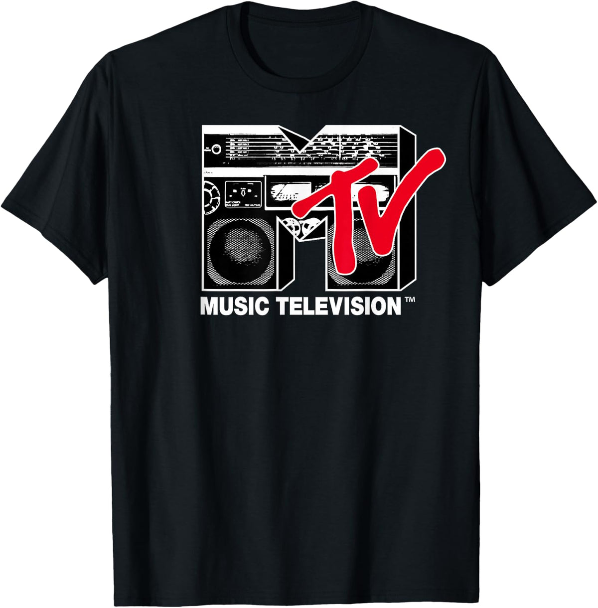 MTV Logo Red Boombox Graphic T-Shirt T-Shirt