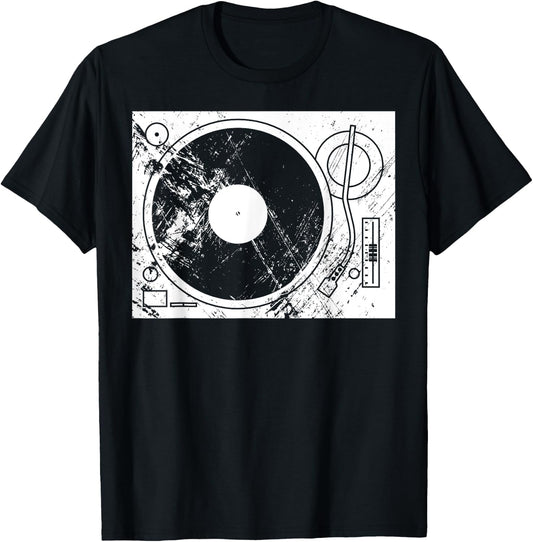 Distressed Record Player Turntable Vinyl DJ T-Shirt