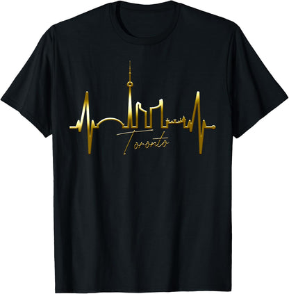 Toronto Skyline Heartbeat Canadian Lover I Love Canada T-Shirt