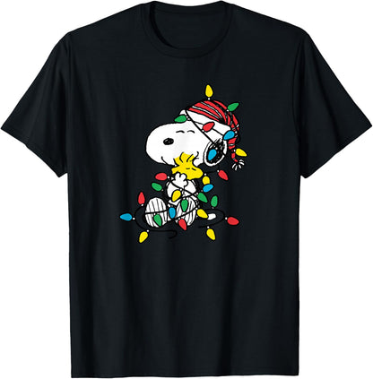 Peanuts - Snoopy Woodstock Christmas Lights T-Shirt