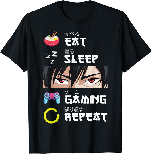 Eat Sleep Anime Gaming Repeat Japan Kawaii Manga Anime Gifts T-Shirt