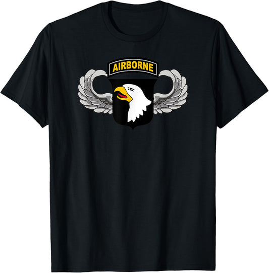 101st Airborne Division - Parachutist Wings & Patch - Center T-Shirt