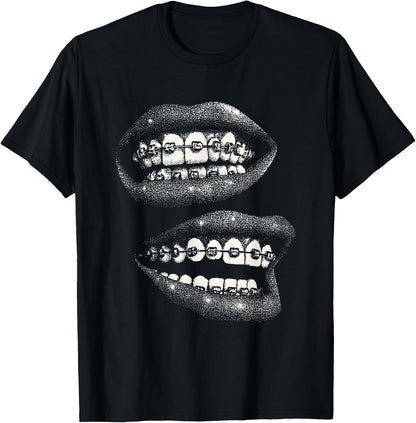 Women's Lips Print Graphic Y2K 2000s Vintage Summer Tops T-Shirt