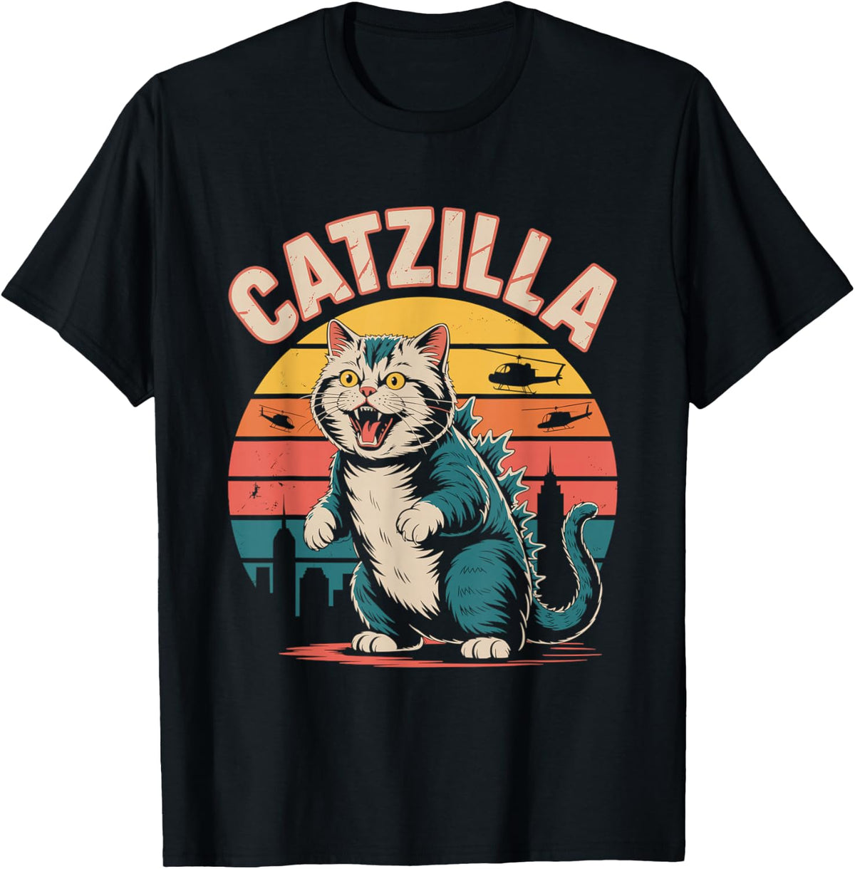 Funny Cat and Catzilla T-Shirt