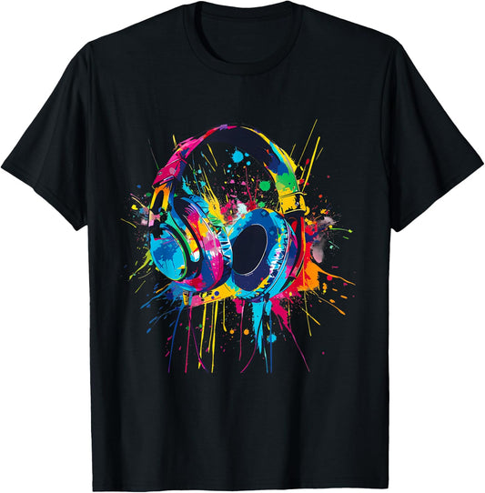 Headphones Music DJ Music Headphones Splash EDM Music Lover T-Shirt