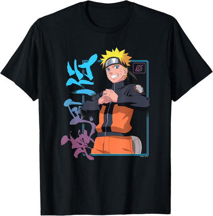 Naruto Shippuden Naruto Kanji Frame Colorful Anime T-Shirt