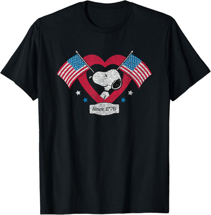 Peanuts - Snoopy Since 1776 Flag Heart T-Shirt