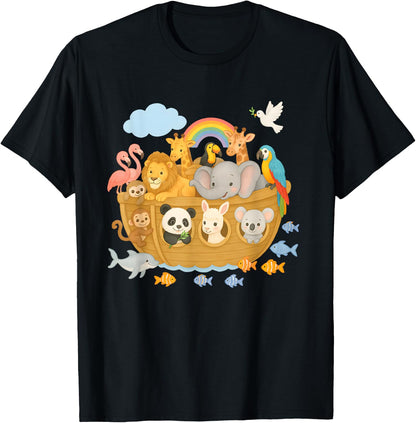 Cute Archa Noah Animal Boat Bible Story Children's Design T-Shirt