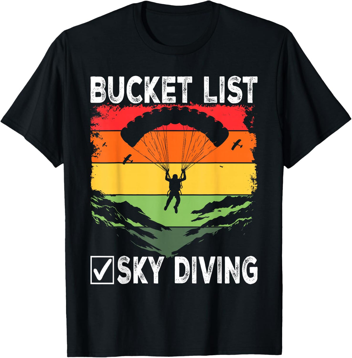 Bucket List Sky Diving Vintage Skydiver Skydiving Parachute T-Shirt