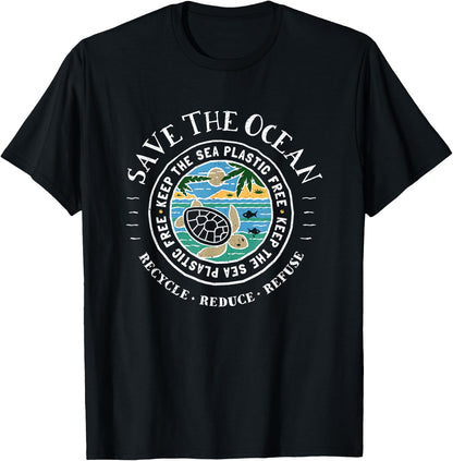 Save The Ocean Keep The Sea Plastic Free Turtle T-Shirt