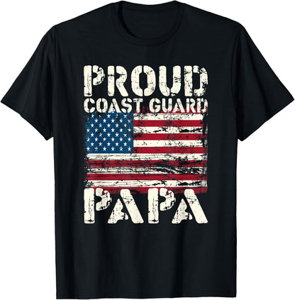 US Coast Guard USCG American Flag Coast Guard Papa T-shirt T-Shirt