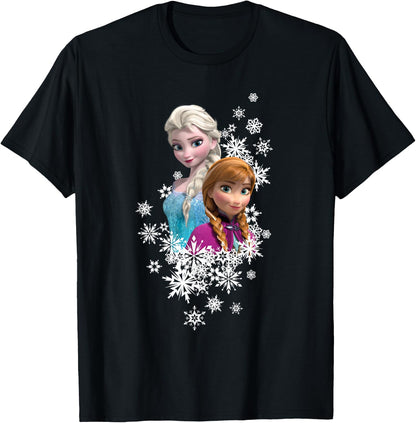 Disney Frozen Anna and Elsa Snowflakes T-Shirt Small