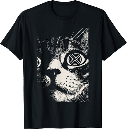 Hypnotic Cat Spiral Eyes Trippy Psychedelic Cat T-Shirt