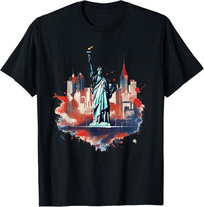 New York City Downtown Skyline Statue of Liberty NYC T-Shirt