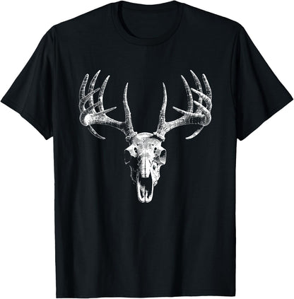 Deer Skull Antler Illustration - Vintage Deer Lover T-Shirt