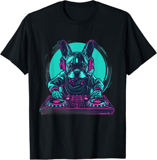 Dog Music DJ Artwork EDM Beatmaker Techno Turntable DJ Dog T-Shirt